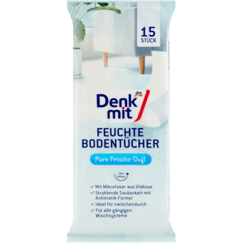 Denkmit Вологі рушники для підлоги чистий аромат свіжості 15 шт