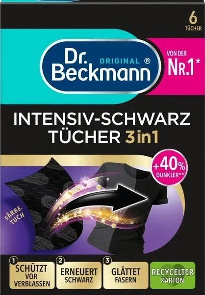 dr. beckmann серветки Intensive Black 3-в-1, 6 шт.