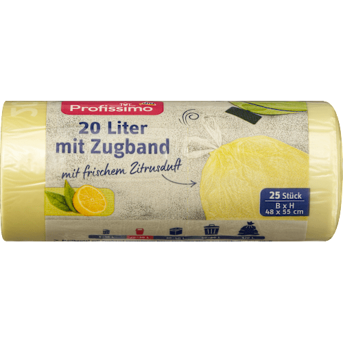 Profissimo Пакети для сміття 20 л зі шнурком і цитрусовим ароматом 25 шт