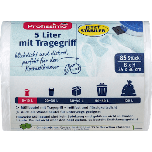 Profissimo Мішки для сміття 5 л з ручкою для перенесення 85 шт
