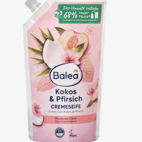 Balea Змінний набір кремового мила «Персик та кокос», 500 мл