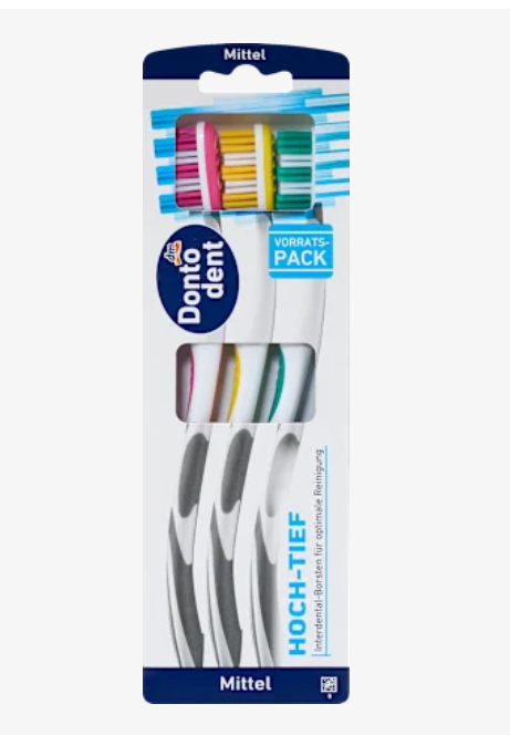 Dontodent Зубна щітка Середня, 3 шт.