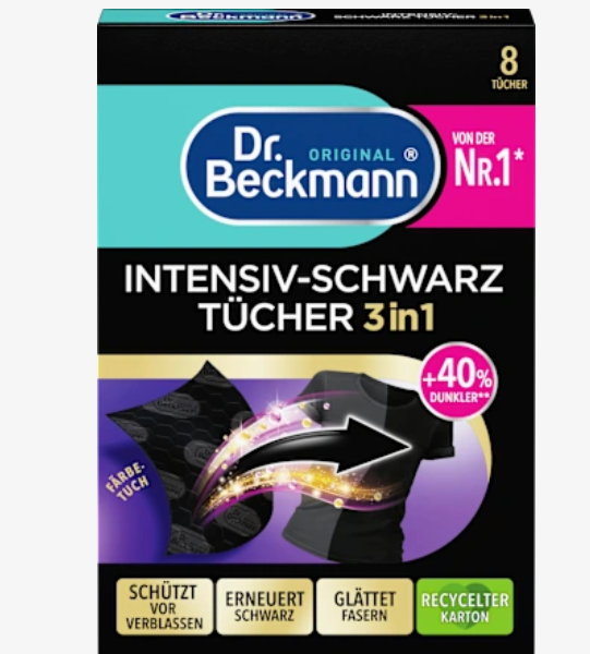 dr. beckmann  серветки Intensive Black 3-в-1, 8 шт.