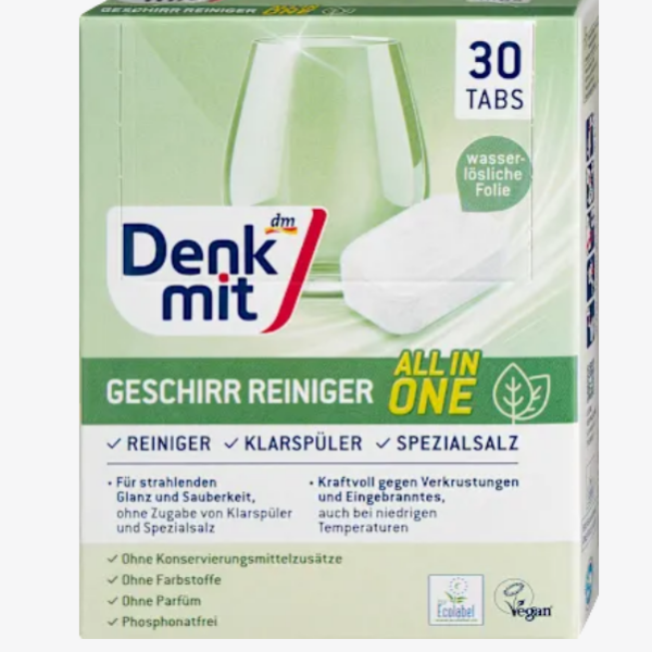 Denkmit Таблетки для миття посуду, 30 таблеток
