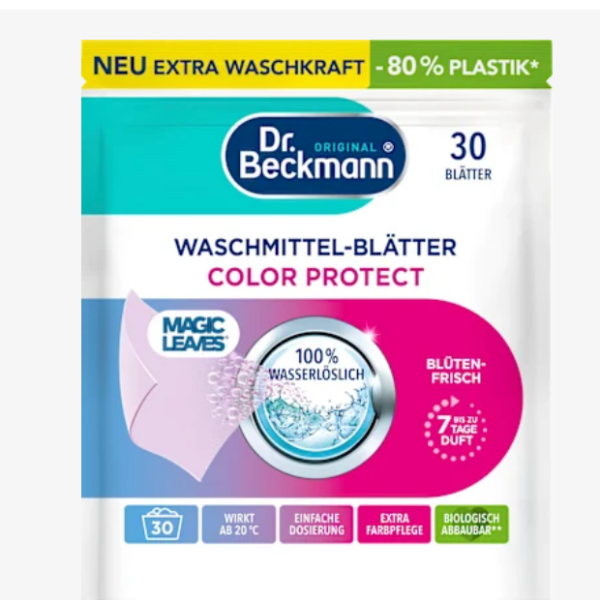 dr. beckmann Кольорові аркуші прального порошку, 30 аркушів