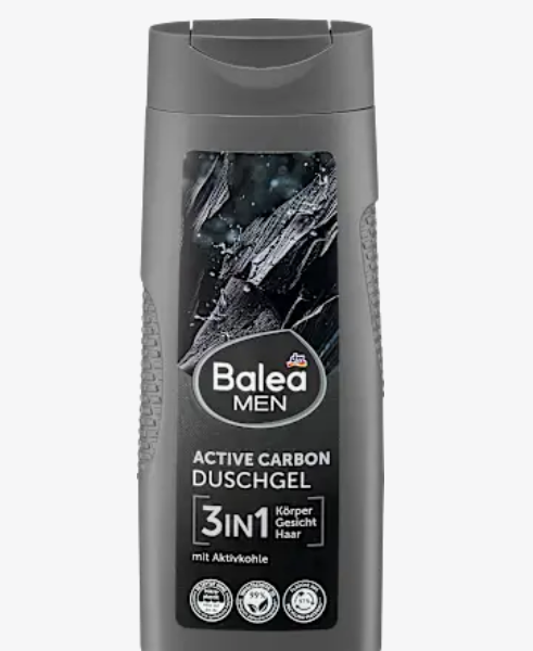 Balea Гель для душу з активованим вугіллям 3в1, 300 мл