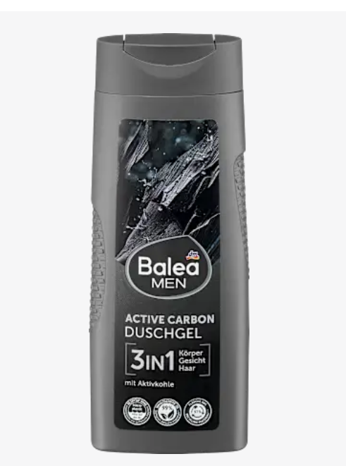 Balea Гель для душу з активованим вугіллям 3в1, 300 мл