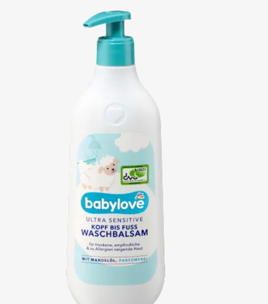 Babylove Бальзам для вмивання з голови до ніг для ультрачутливої шкіри, 500 мл