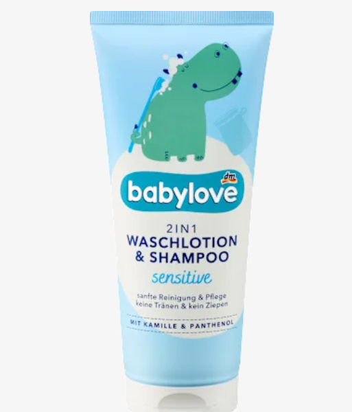 Babylove Дитячий лосьйон та шампунь 2в1 для чутливої шкіри, 200 мл