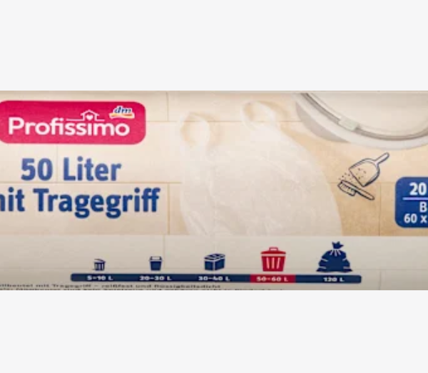 Сміттєві пакети 50 л з ручкою для перенесення, 20 штук