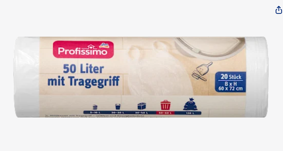 Сміттєві пакети 50 л з ручкою для перенесення, 20 штук