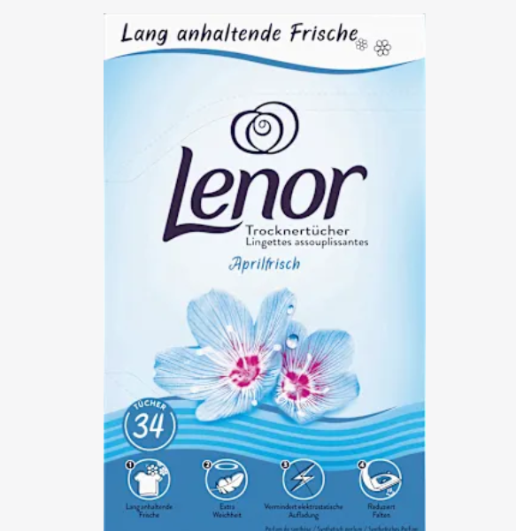 Lenor Серветки для сушарки April Fresh, 34 шт.