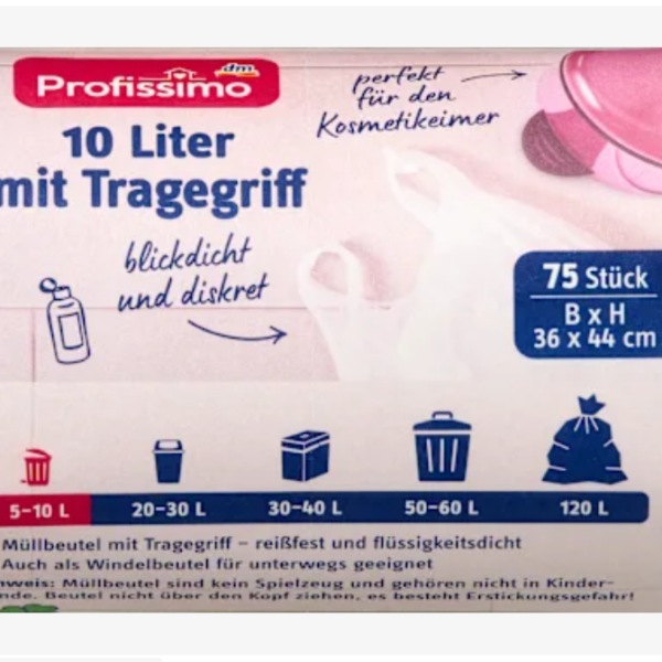 Profissimo Мішки для сміття об'ємом 10 л з ручкою , 75 штук