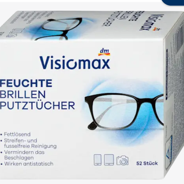 Visiomax Вологі серветки для чищення окулярів, 52 шт.