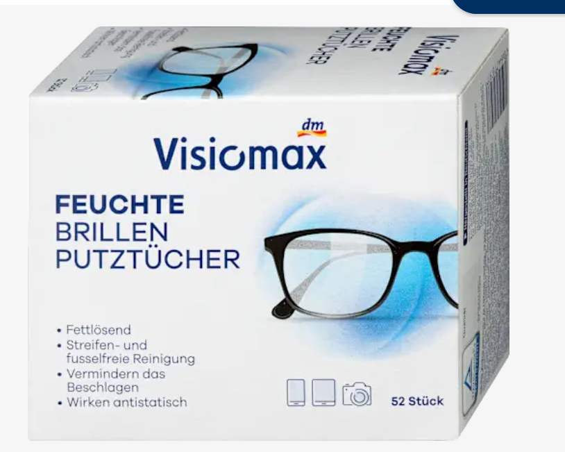 Visiomax Вологі серветки для чищення окулярів, 52 шт.