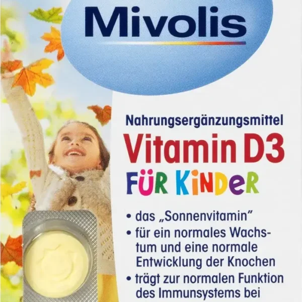 Жувальні вітаміни Mivolis Vitamin D3 для дітей Смачний і зручний спосіб щодня поповнювати запас «сонячного» вітаміну D!